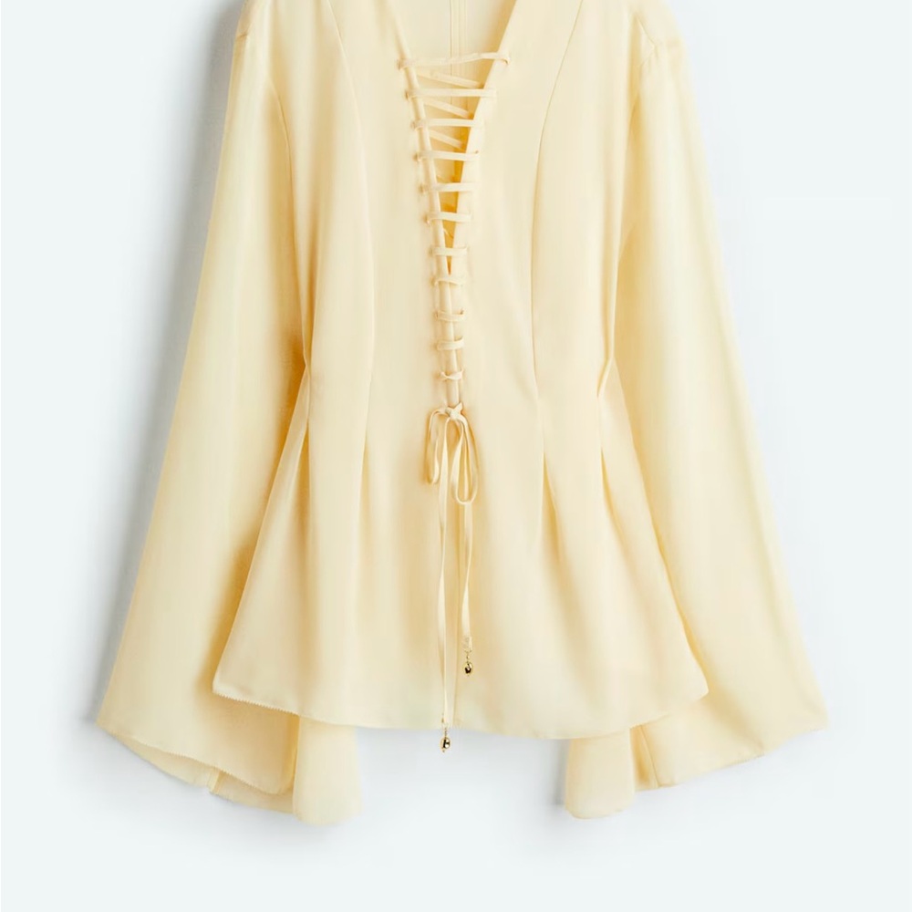 LACING-DETAIL CHIFFON BLOUSE